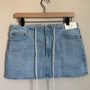 NWT Abercrombie & Fitch Womens Mid-Rise Denim Jean Mini Skirt Drawstring Size 27